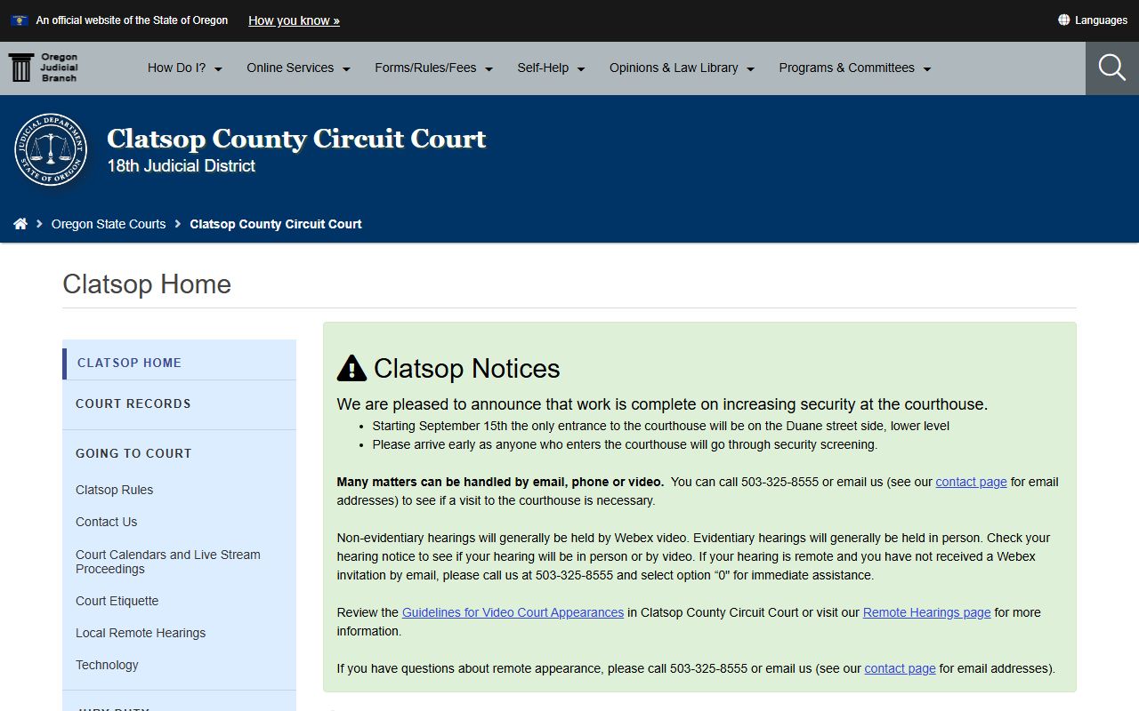 Clatsop County family court records