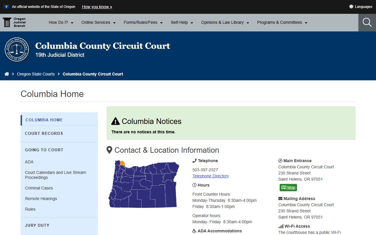 Columbia County family court records