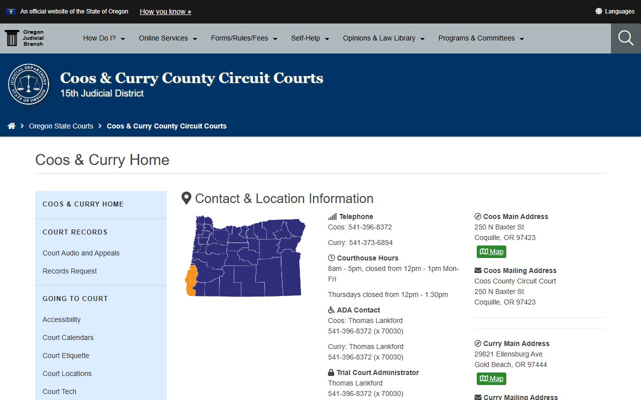 Coos County family court records