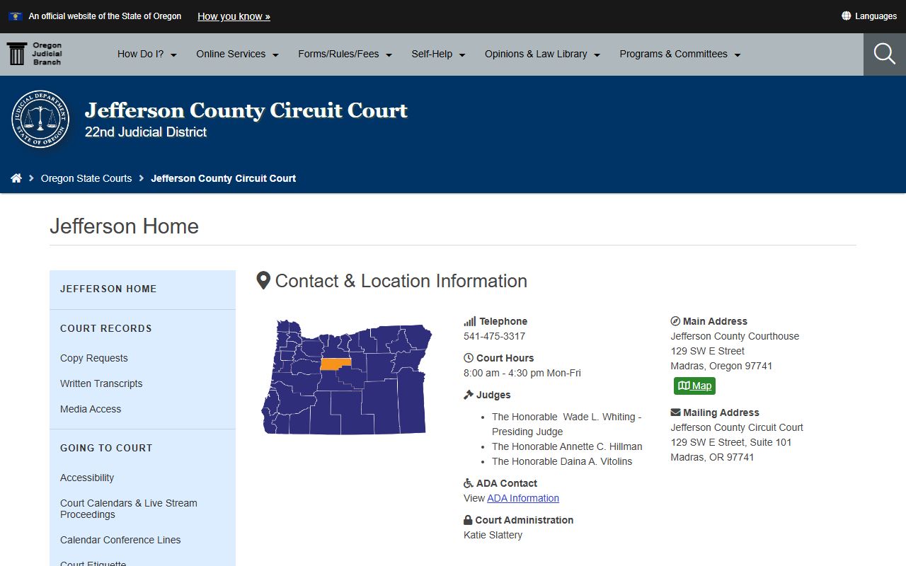 Jefferson County Circuit Court homepage for family court records