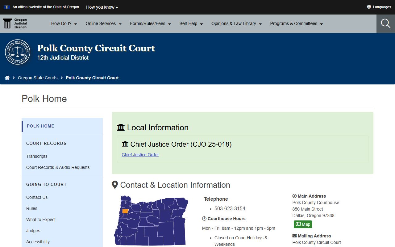 Polk County Circuit Court homepage for family court records