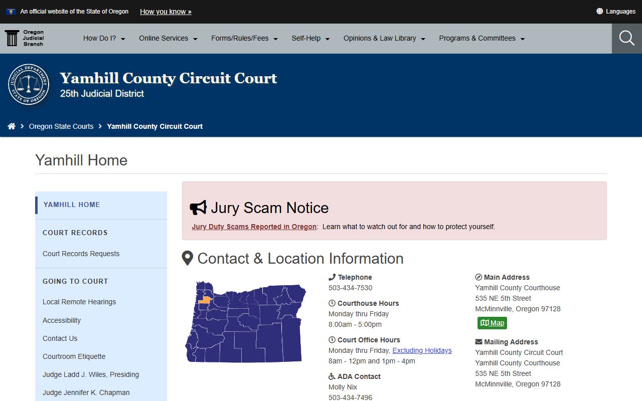 Yamhill County family court records