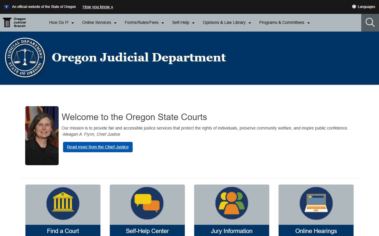 Oregon Judicial Department portal for family court records