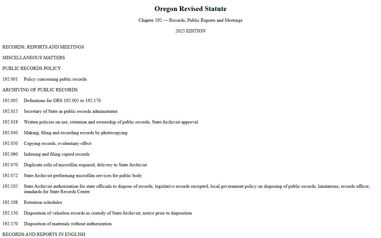 Oregon public records law governing family court records access